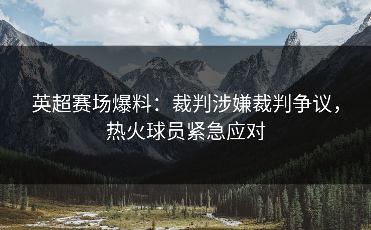 英超赛场爆料：裁判涉嫌裁判争议，热火球员紧急应对